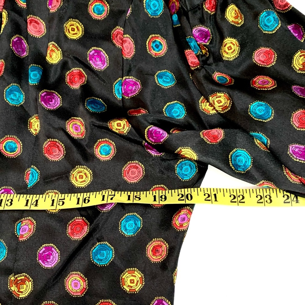 NWT Vintage “Notations” multi color gems on black print long sleeve blouse- 8 - Picture 7 of 12